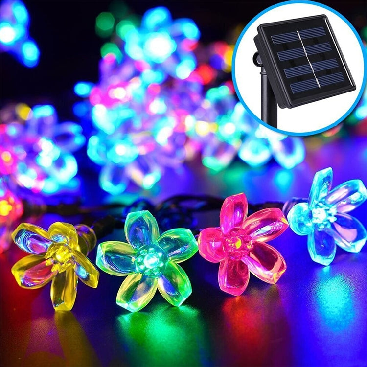 Cordão de Luz Solar em Forma de Flor de Pêssego com 50 LEDs para Decoração de Jardim Exterior Impermeável no Festival da Primavera