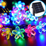 Cordão de Luz Solar em Forma de Flor de Pêssego com 50 LEDs para Decoração de Jardim Exterior Impermeável no Festival da Primavera
