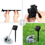 Cordão de Luz Solar em Forma de Flor de Pêssego com 50 LEDs para Decoração de Jardim Exterior Impermeável no Festival da Primavera