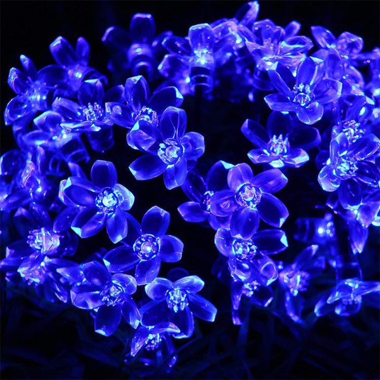 Cordão de Luz Solar em Forma de Flor de Pêssego com 50 LEDs para Decoração de Jardim Exterior Impermeável no Festival da Primavera