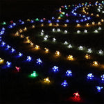 Cordão de Luz Solar em Forma de Flor de Pêssego com 50 LEDs para Decoração de Jardim Exterior Impermeável no Festival da Primavera