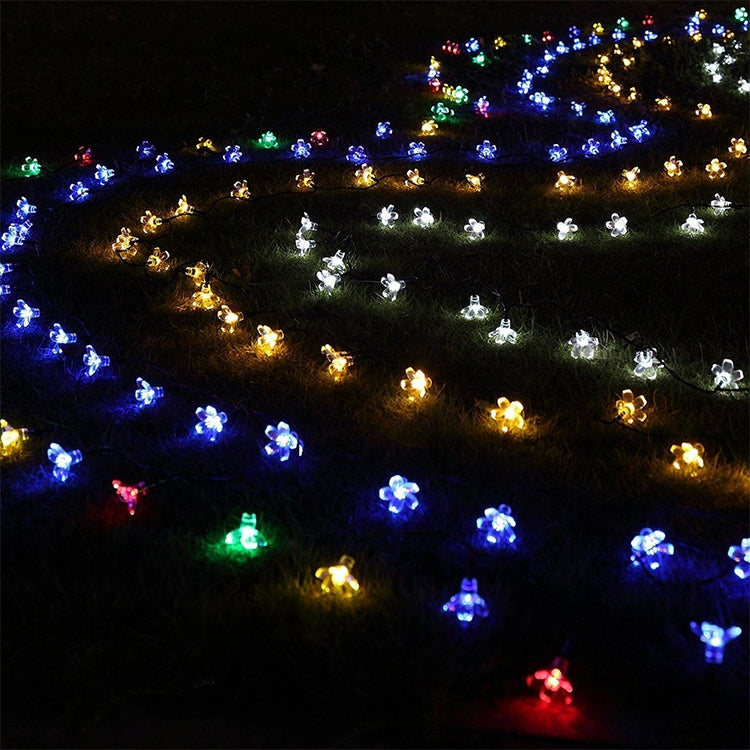Cordão de Luz Solar em Forma de Flor de Pêssego com 50 LEDs para Decoração de Jardim Exterior Impermeável no Festival da Primavera
