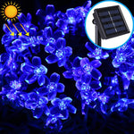 Cordão de Luz Solar em Forma de Flor de Pêssego com 50 LEDs para Decoração de Jardim Exterior Impermeável no Festival da Primavera
