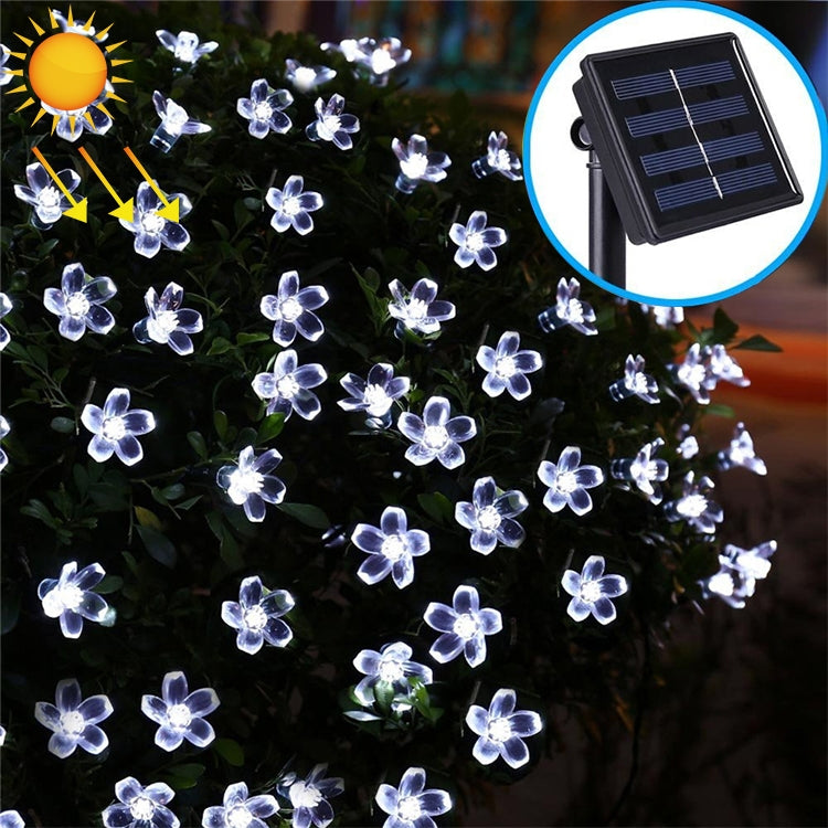 Cordão de Luz Solar em Forma de Flor de Pêssego com 50 LEDs para Decoração de Jardim Exterior Impermeável no Festival da Primavera