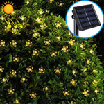 Cordão de Luz Solar em Forma de Flor de Pêssego com 50 LEDs para Decoração de Jardim Exterior Impermeável no Festival da Primavera