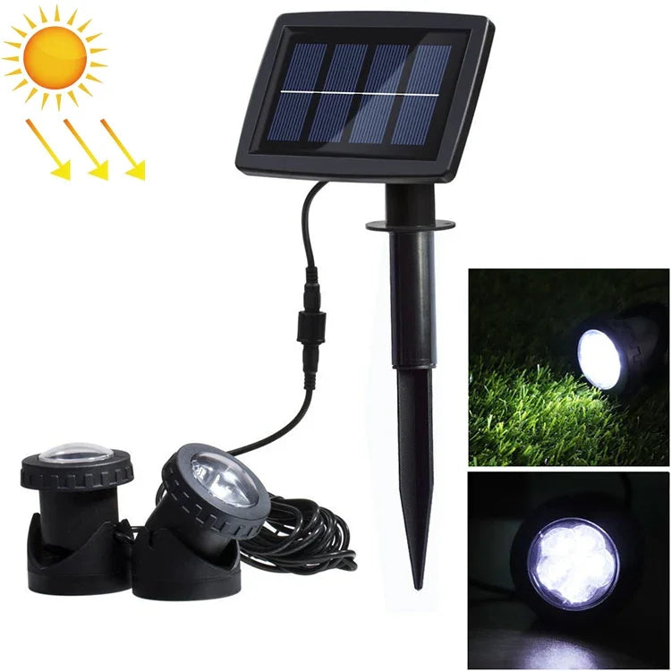 Projetor Subaquático Solar LED Impermeável para Exterior com Duas Cabeças