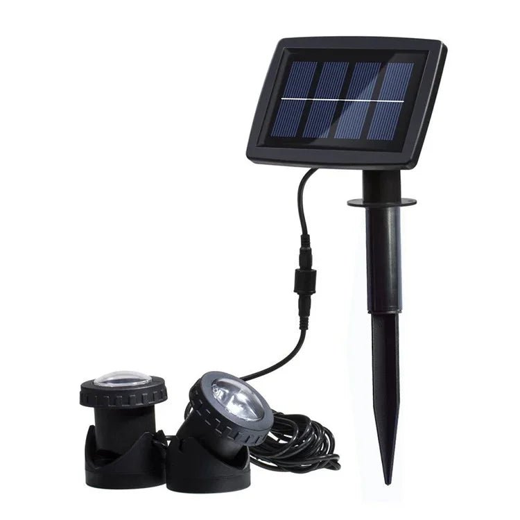Projetor Subaquático Solar LED Impermeável para Exterior com Duas Cabeças