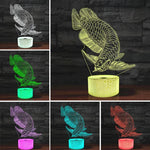 Fish Shape 3D Colorful LED Vision Light Table Lamp, 16 Colors Remote Control Version, 16 Colors Remote Control Version