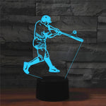 Lâmpada de Mesa LED 3D Colorida em Forma de Jogador de Basebol, Versão USB com Toque, Versão USB com Toque