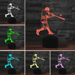 Lâmpada de Mesa LED 3D Colorida em Forma de Jogador de Basebol, Versão USB com Toque, Versão USB com Toque