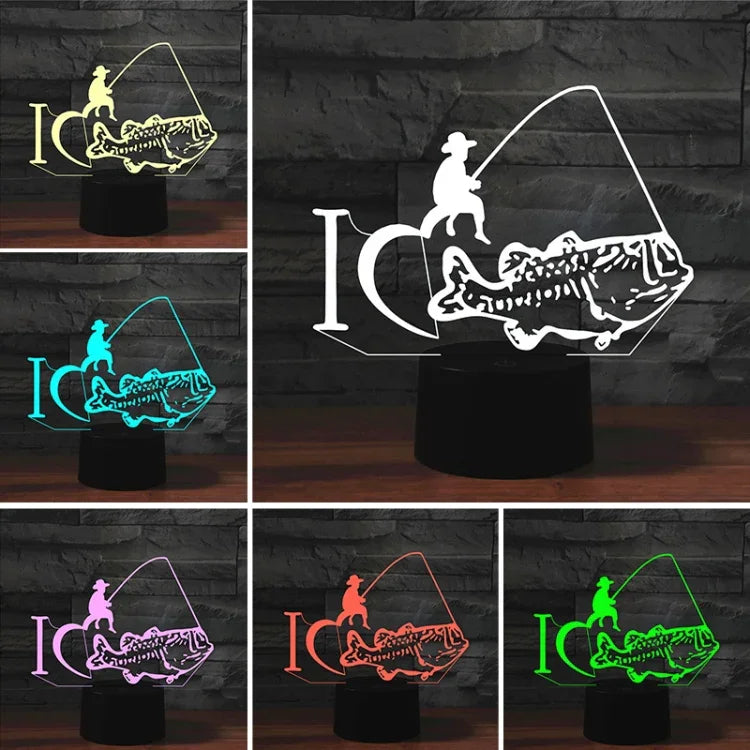 Candeeiro de Mesa 3D com Luz LED Colorida em Forma de Peixe, Versão com Controlo Remoto Crack, Versão com Controlo Remoto Crack