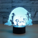 Lâmpada de Mesa LED 3D Colorida em Forma de Cão Prostrado, Versão com Toque e Carregamento, Versão com Toque e Carregamento