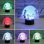 Lâmpada de Mesa LED 3D Colorida em Forma de Cão Prostrado, Versão com Toque e Carregamento, Versão com Toque e Carregamento