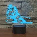 Lâmpada de Mesa LED 3D Colorida em Forma de Esquiador, Versão USB e Bateria, Versão USB e Bateria