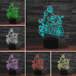Lâmpada de Mesa LED 3D Colorida em Forma de Motociclo, Versão USB com Toque, Versão USB com Toque