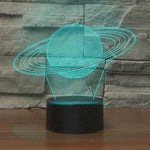 Lâmpada de Mesa LED 3D Colorida em Forma de Saturno, Versão com Controlo Remoto Crack, Versão com Controlo Remoto Crack
