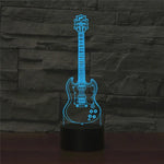 Candeeiro de Mesa LED 3D Colorido em Forma de Guitarra de Cinco Cordas, Versão de Toque com Carregamento, Versão de Toque com Carregamento