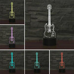 Candeeiro de Mesa LED 3D Colorido em Forma de Guitarra de Cinco Cordas, Versão de Toque com Carregamento, Versão de Toque com Carregamento