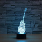 Candeeiro de Mesa LED 3D Colorido em Forma de Guitarra, Versão de Toque com Carregamento, Versão de Toque com Carregamento