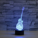 Candeeiro de Mesa LED 3D Colorido em Forma de Guitarra, Versão de Toque com Carregamento, Versão de Toque com Carregamento