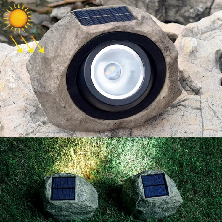 Luz LED de Projetor Solar em Pedra Simulada IP65 Impermeável para Jardim Exterior