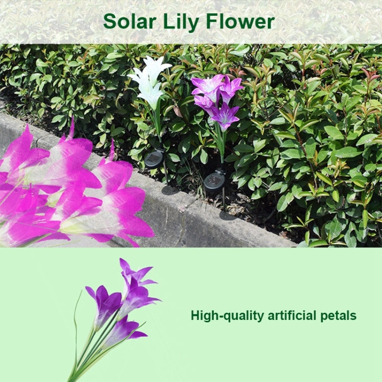 Lâmpada de Relva Decorativa LED Exterior com 4 Cabeças em Forma de Lírio Simulado, Alimentada a Energia Solar, IP55 Impermeável, Luz Branca, Luz Branca