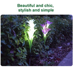 Lâmpada de Relva Decorativa LED Exterior com 4 Cabeças em Forma de Lírio Simulado, Alimentada a Energia Solar, IP55 Impermeável, Luz Branca, Luz Branca
