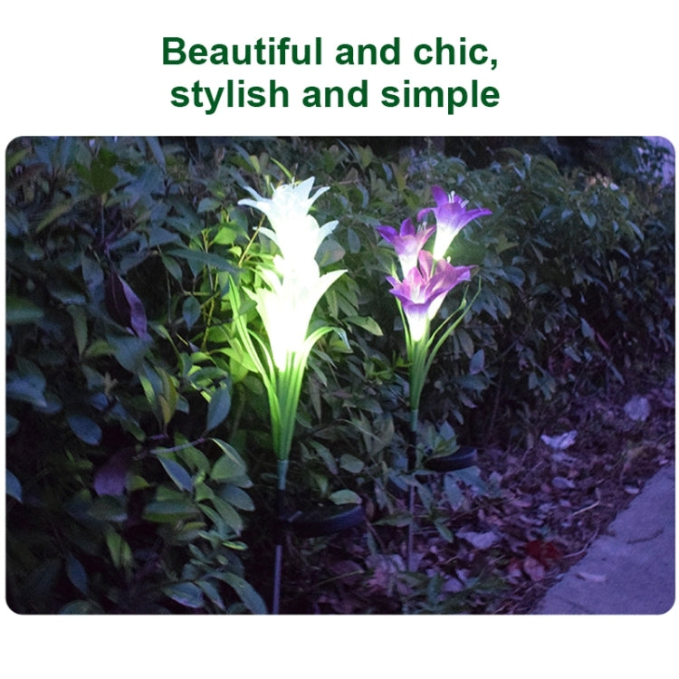Lâmpada de Relva Decorativa LED Exterior com 4 Cabeças em Forma de Lírio Simulado, Alimentada a Energia Solar, IP55 Impermeável, Luz Branca, Luz Branca