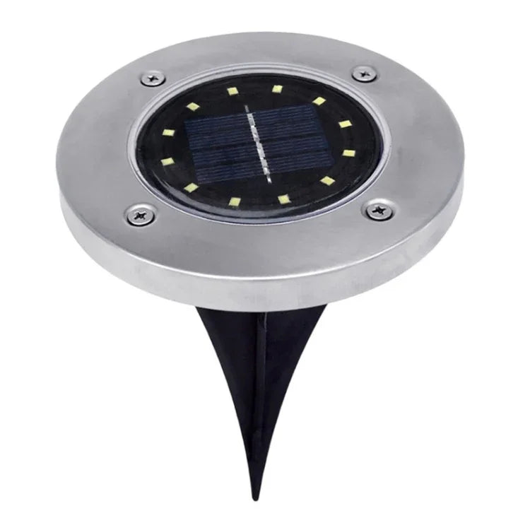 2 UNIDADES Luz Enterrada Solar com 12 LEDs, Lâmpada Subterrânea IP65 à Prova de Água para Jardim e Rua Exterior, 12 LEDs