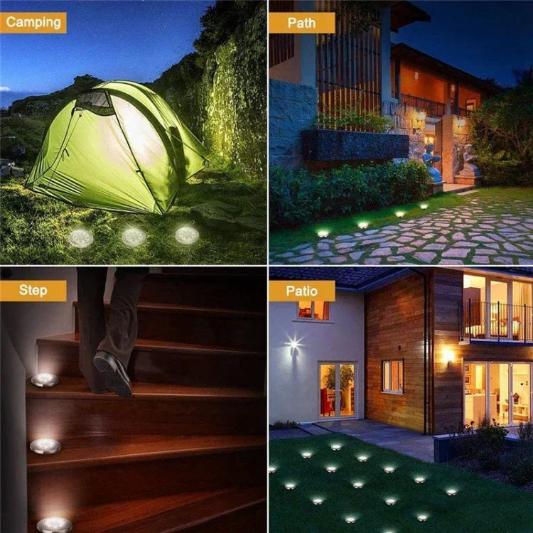 2 UNIDADES Luz Enterrada Solar com 12 LEDs, Lâmpada Subterrânea IP65 à Prova de Água para Jardim e Rua Exterior, 12 LEDs