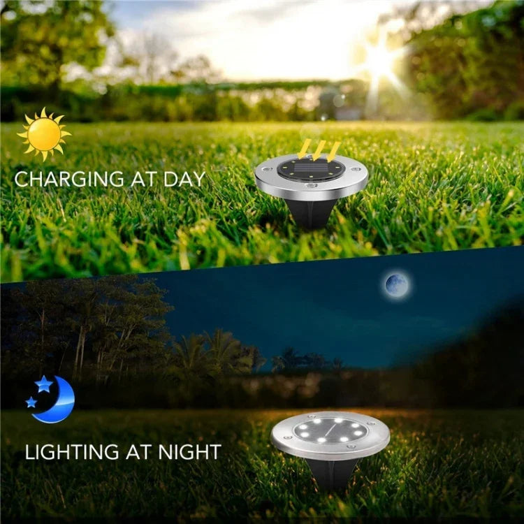 2 UNIDADES Luz Enterrada Solar com 12 LEDs, Lâmpada Subterrânea IP65 à Prova de Água para Jardim e Rua Exterior, 12 LEDs
