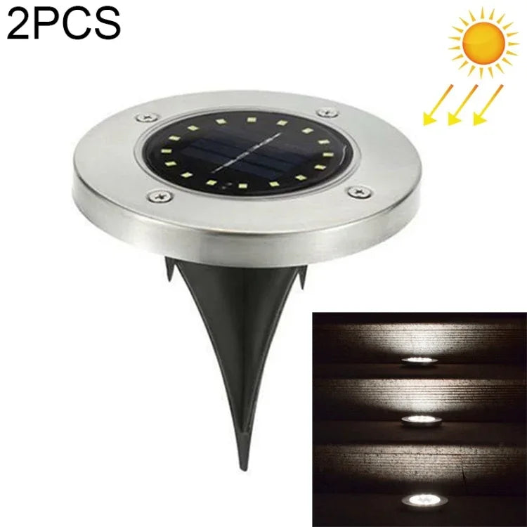 2 UNIDADES Luz Enterrada Solar com 16 LEDs, Lâmpada Subterrânea IP65 à Prova de Água para Jardim e Rua Exterior, 16 LEDs