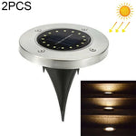 2 UNIDADES Luz Enterrada Solar com 16 LEDs, Lâmpada Subterrânea IP65 à Prova de Água para Jardim e Rua Exterior, 16 LEDs