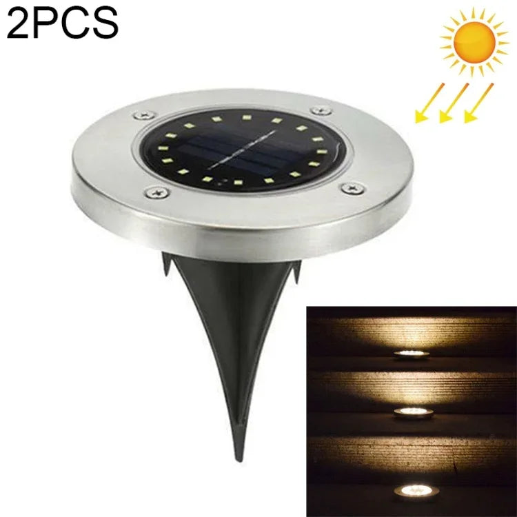 2 UNIDADES Luz Enterrada Solar com 16 LEDs, Lâmpada Subterrânea IP65 à Prova de Água para Jardim e Rua Exterior, 16 LEDs