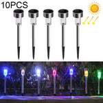 10 UNIDADES Lâmpada de Relva Exterior Solar em Aço Inoxidável IP65 à Prova de Água, Luz Decorativa LED para Jardim