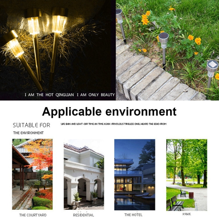 10 UNIDADES Lâmpada de Relva Exterior Solar em Aço Inoxidável IP65 à Prova de Água, Luz Decorativa LED para Jardim