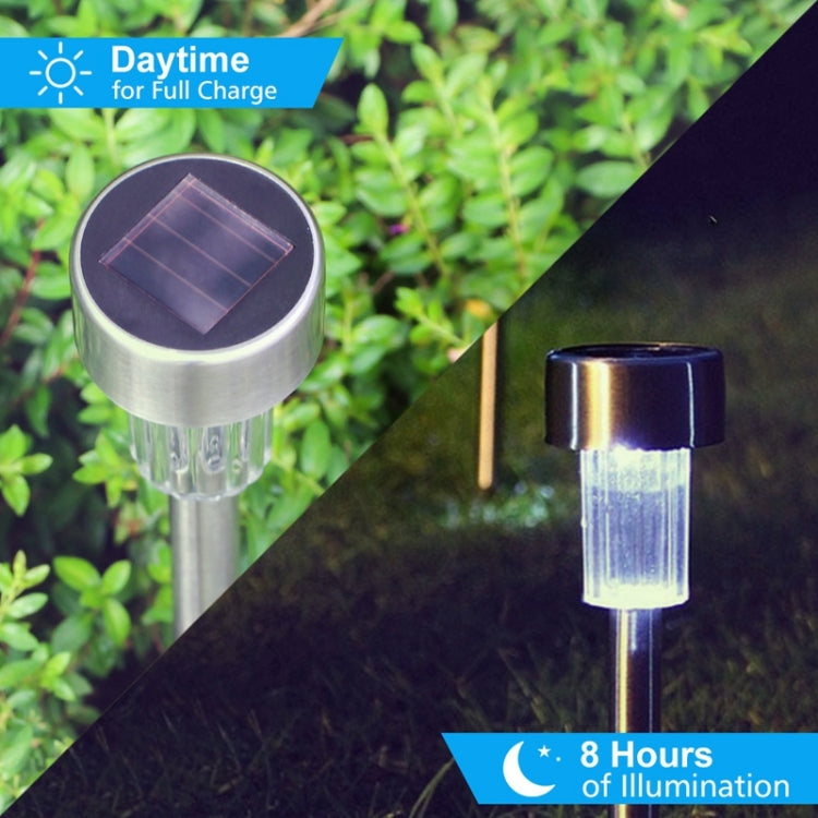 10 UNIDADES Lâmpada de Relva Exterior Solar em Aço Inoxidável IP65 à Prova de Água, Luz Decorativa LED para Jardim