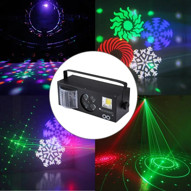 Projetor 4 em 1 Luz de Ambiente para Decoração de Palco Interior com Suporte / Funcionamento Automático / Controlo de Som / DMX512, AC 90-240V