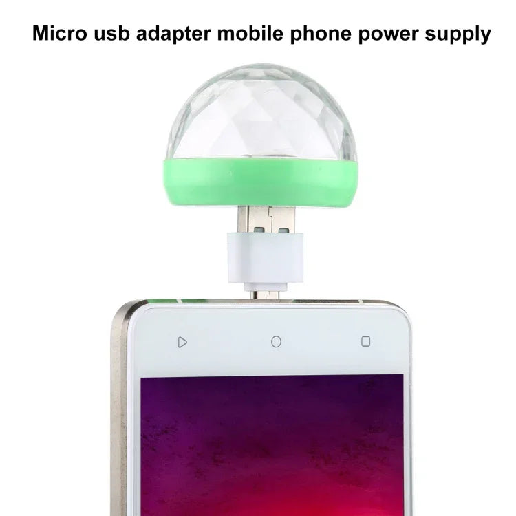 Luz de Palco Bola Mágica de Cristal LED RGB USB 4W com Adaptador Micro USB, com Adaptador Micro USB