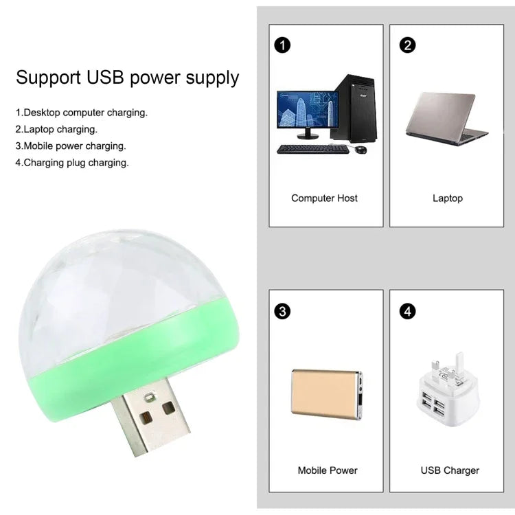 Luz de Palco Bola Mágica de Cristal LED RGB USB 4W com Adaptador Micro USB, com Adaptador Micro USB