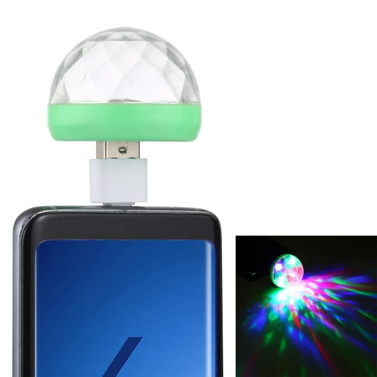 Luz de Palco LED RGB USB de 4W, Bola Mágica de Cristal com Adaptador Tipo-C, com Adaptador Tipo-C