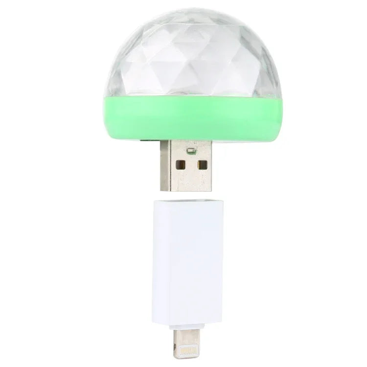 Luz de Palco Bola Mágica de Cristal LED RGB USB 4W com Adaptador de 8 Pinos, com Adaptador de 8 Pinos