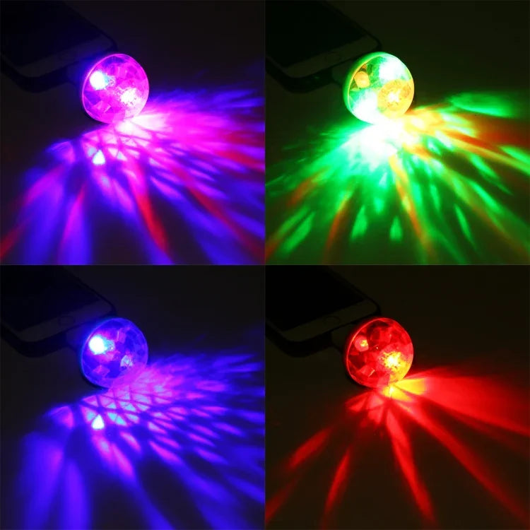 Luz de Palco Bola Mágica de Cristal LED RGB USB 4W com Adaptador de 8 Pinos, com Adaptador de 8 Pinos