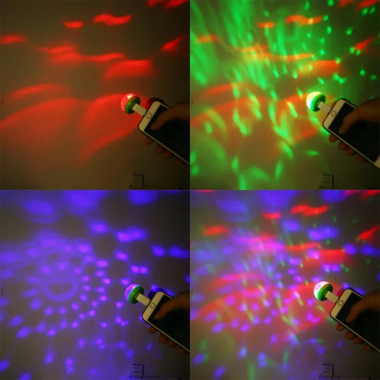 Luz de Palco Bola Mágica de Cristal LED RGB USB 4W com Adaptador de 8 Pinos, com Adaptador de 8 Pinos
