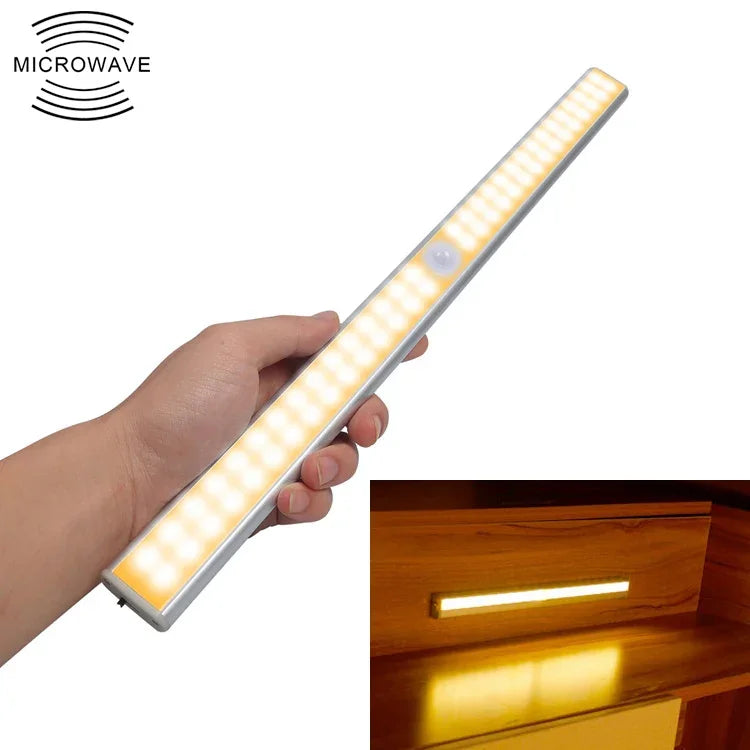 Luz Inteligente de Sensor de Corpo Humano com 2,8W 40 LEDs Branco Quente e Ecrã Amplo para Corredor e Armário, Versão com Carregamento USB, 2,8W 40 LEDs Branco Quente