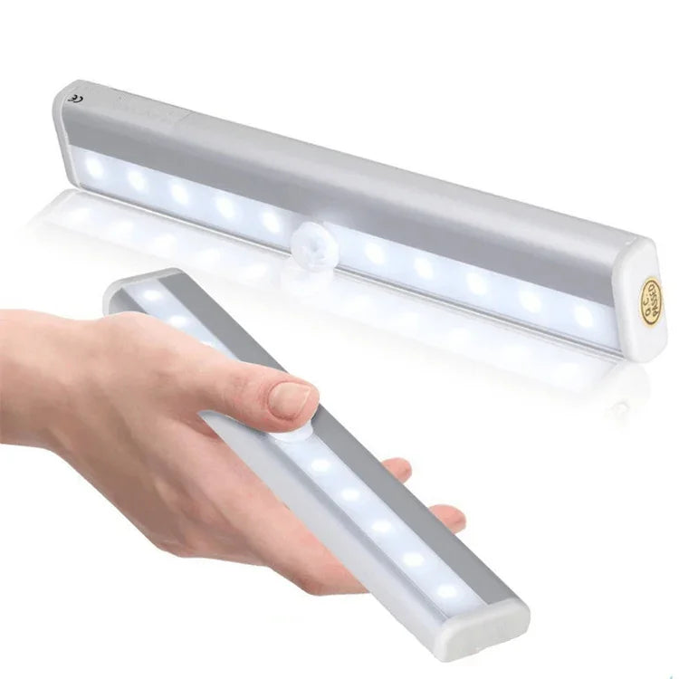 Luz Inteligente de Sensor de Corpo Humano com 1,8W 10 LEDs Luz Branca e Ecrã Amplo para Corredor e Armário, Versão a Bateria, 1,8W 10 LEDs Branco (Versão a Bateria)
