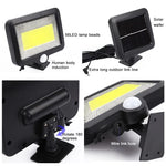 Luz de Parede Solar COB com Indução Corporal Separada, Luz de Jardim Impermeável para Exterior, Iluminação de Rua, 100 COB