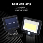 Luz de Parede Solar COB com Indução Corporal Separada, Luz de Jardim Impermeável para Exterior, Iluminação de Rua, 100 COB