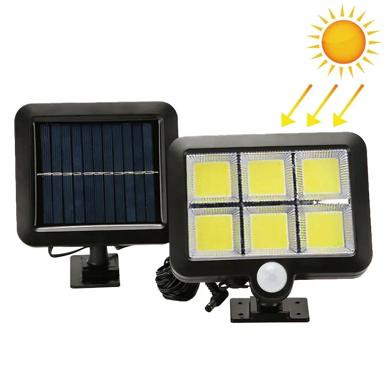 Luz Solar de Parede com Seis Grades, Indução Separada por Corpo Humano, Luz de Jardim à Prova de Água para Exterior, Luz de Rua, 120 COB
