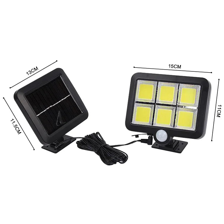 Luz Solar de Parede com Seis Grades, Indução Separada por Corpo Humano, Luz de Jardim à Prova de Água para Exterior, Luz de Rua, 120 COB